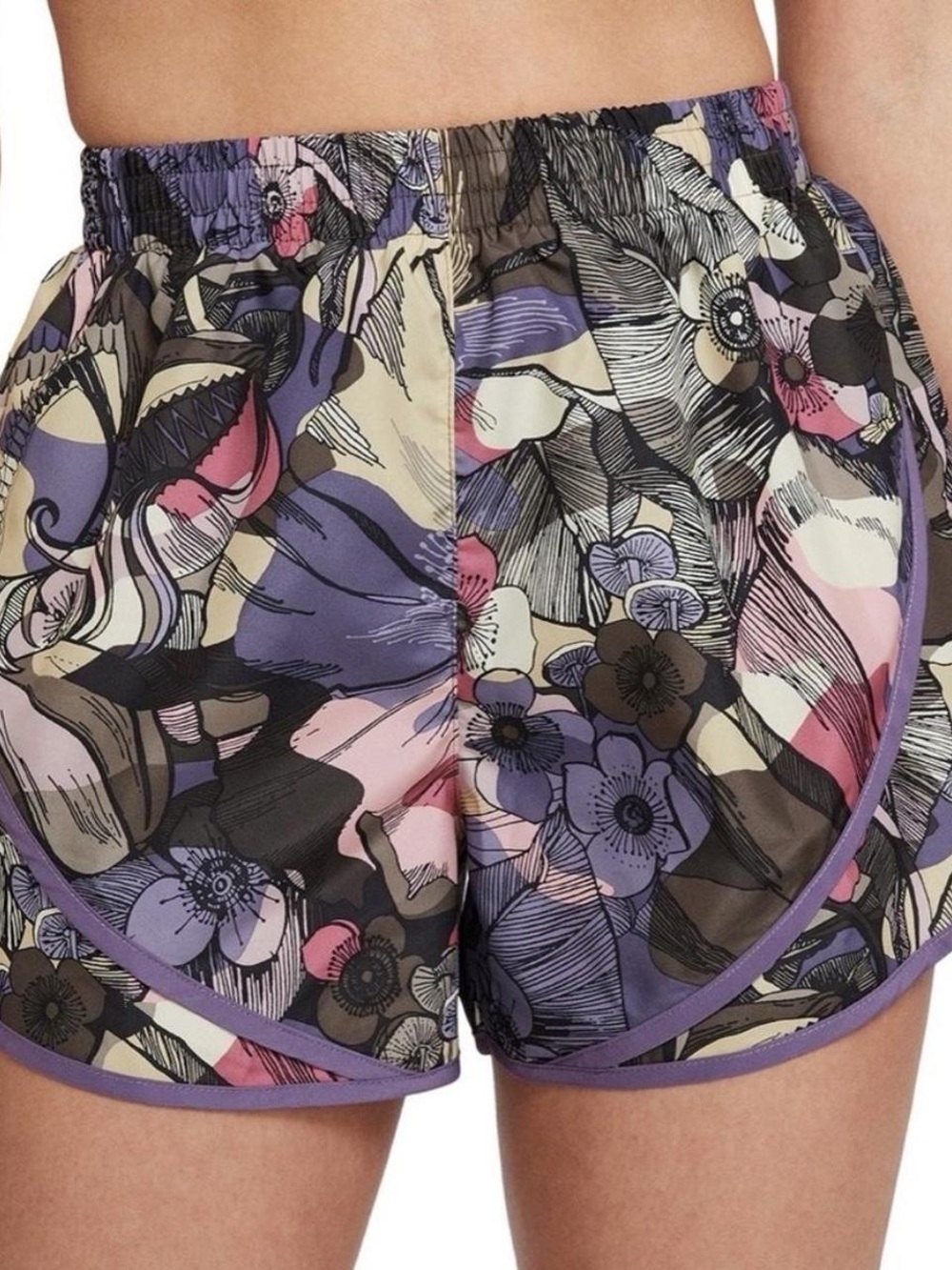 Nike Women’s Floral Running Shorts - Purple, Pink, Cream